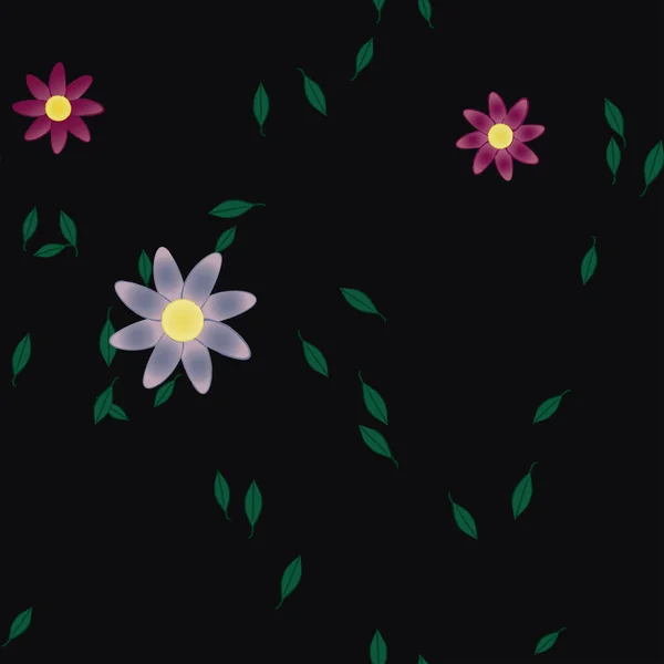 Flores Con Hojas Fondo Sin Costuras Ilustración Vectorial — Vector de stock