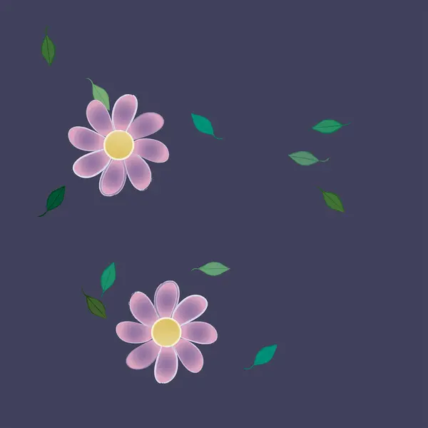 Fleurs Avec Feuilles Fond Sans Couture Illustration Vectorielle — Image vectorielle