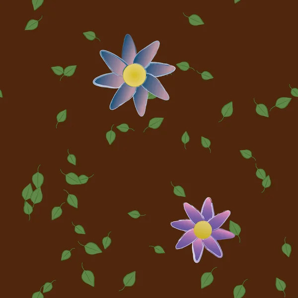 Flores Abstractas Hojas Fondo Sin Costura Ilustración Vectorial — Vector de stock