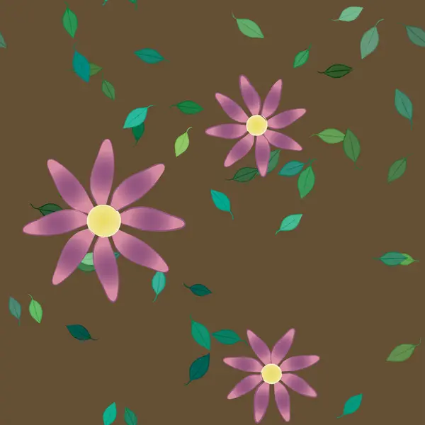 Bloemen Met Bladeren Naadloze Achtergrond Vector Illustratie — Stockvector