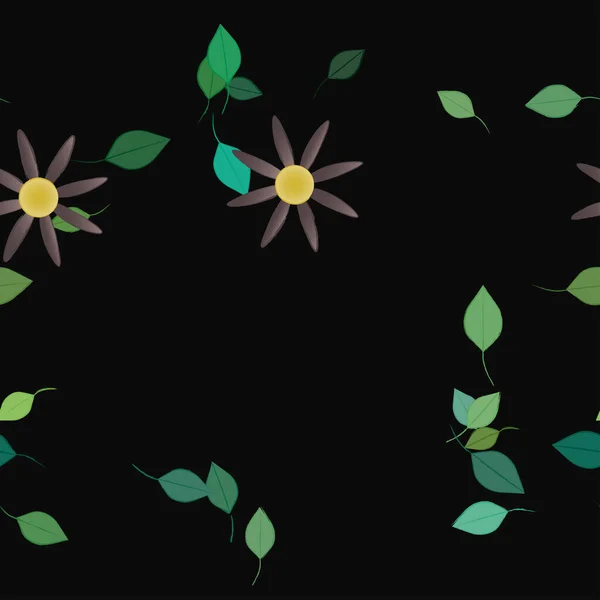 Flores Abstractas Hojas Fondo Sin Costura Ilustración Vectorial — Vector de stock