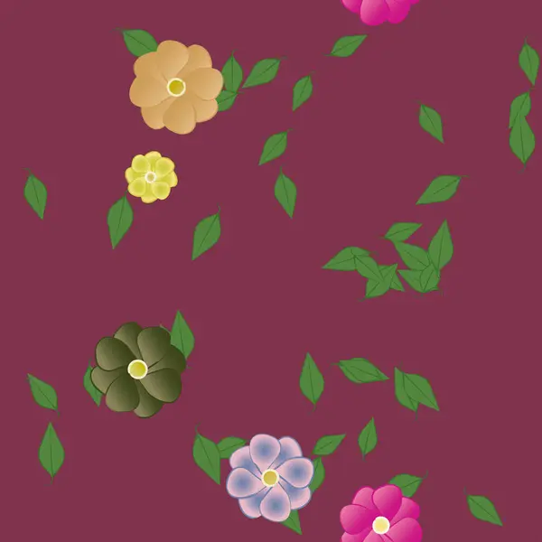 Abstrakte Blumen Und Blätter Nahtloser Hintergrund Vektorillustration — Stockvektor