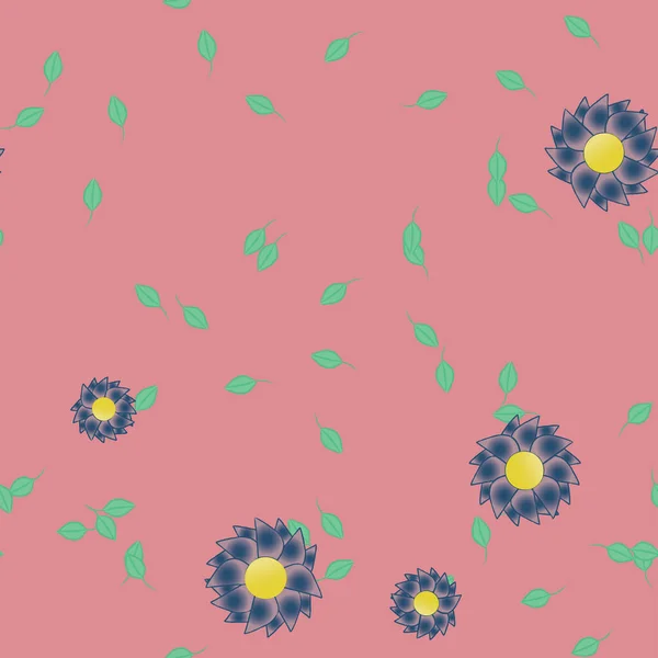 Flores Con Hojas Fondo Sin Costuras Ilustración Vectorial — Vector de stock