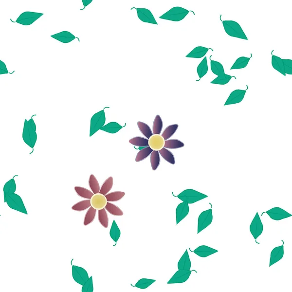 Flores Com Folhas Sem Costura Fundo Ilustração Vetorial — Vetor de Stock