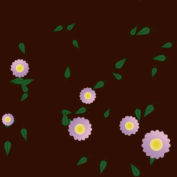 Blumen Mit Blättern Nahtloser Hintergrund Vektorillustration — Stockvektor