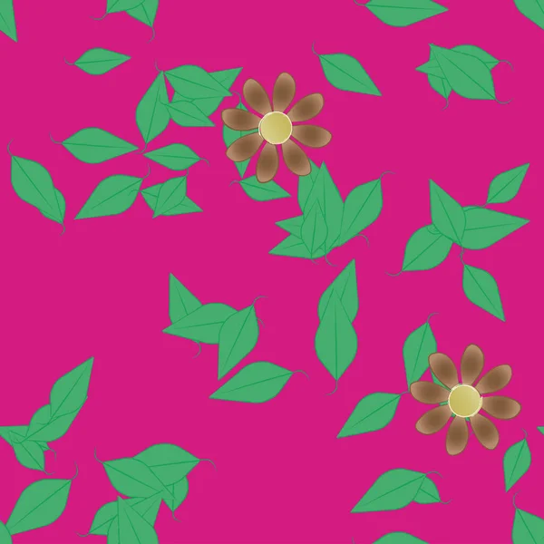 Flores Con Hojas Fondo Sin Costuras Ilustración Vectorial — Archivo Imágenes Vectoriales