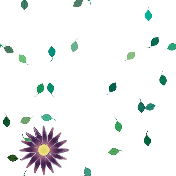 Blumen Mit Blättern Nahtloser Hintergrund Vektorillustration — Stockvektor