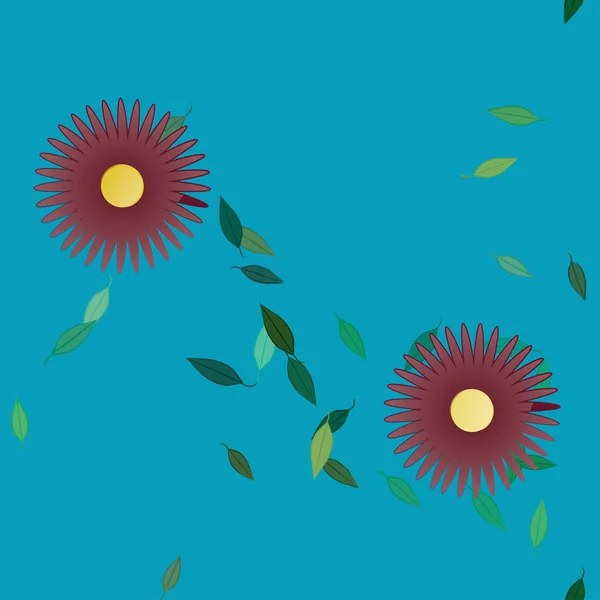 Blumen Mit Blättern Nahtloser Hintergrund Vektorillustration — Stockvektor