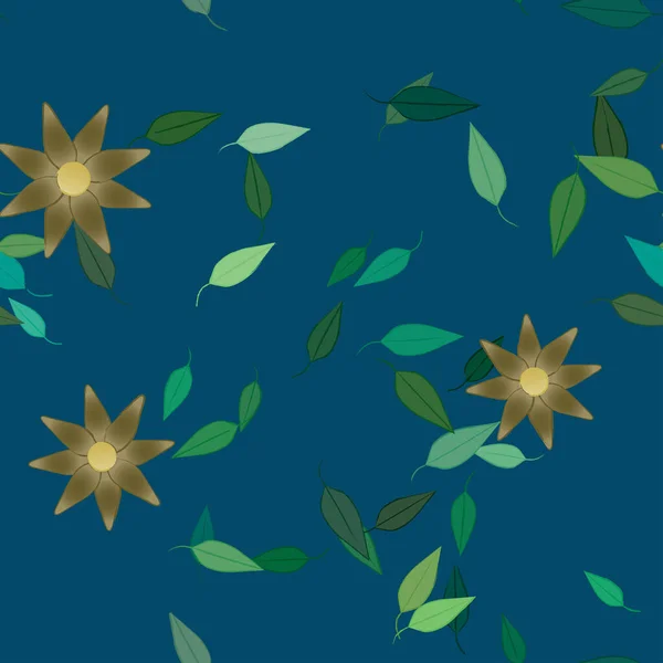 Fleurs Avec Feuilles Fond Sans Couture Illustration Vectorielle — Image vectorielle