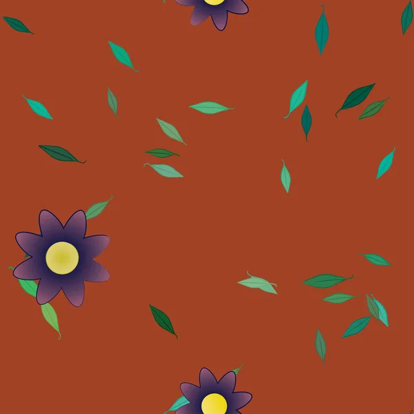 Flores Con Hojas Fondo Sin Costuras Ilustración Vectorial — Vector de stock