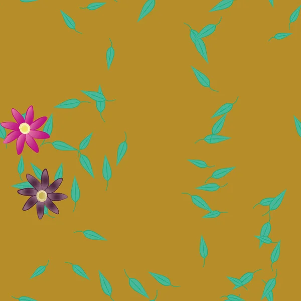 Flores Con Hojas Fondo Sin Costuras Ilustración Vectorial — Archivo Imágenes Vectoriales