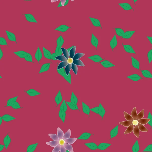 Flores Con Hojas Fondo Sin Costuras Ilustración Vectorial — Vector de stock