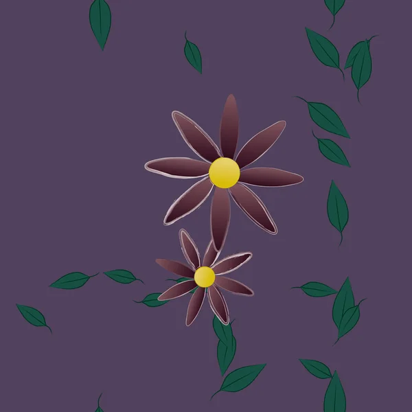 Fleurs Avec Feuilles Fond Sans Couture Illustration Vectorielle — Image vectorielle