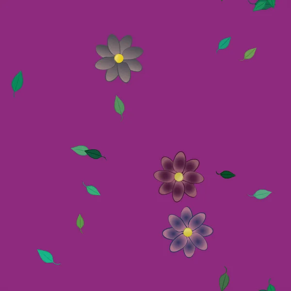 Flores Con Hojas Fondo Sin Costuras Ilustración Vectorial — Vector de stock