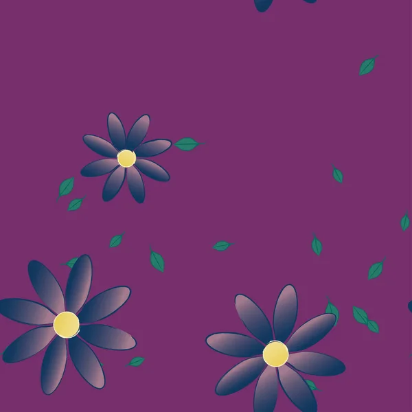 Flores Con Hojas Fondo Sin Costuras Ilustración Vectorial — Vector de stock