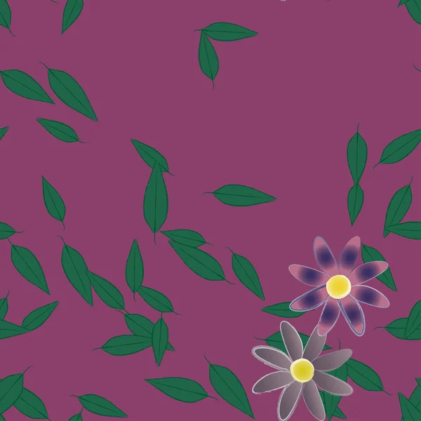 Fleurs Avec Feuilles Fond Sans Couture Illustration Vectorielle — Image vectorielle