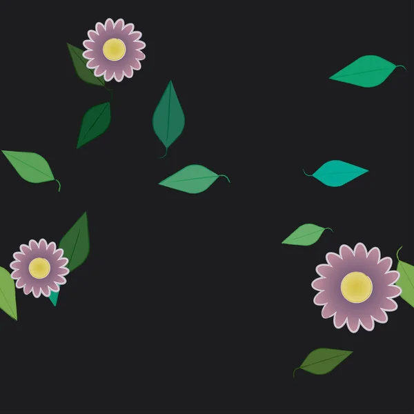 Flores Con Hojas Fondo Sin Costuras Ilustración Vectorial — Archivo Imágenes Vectoriales