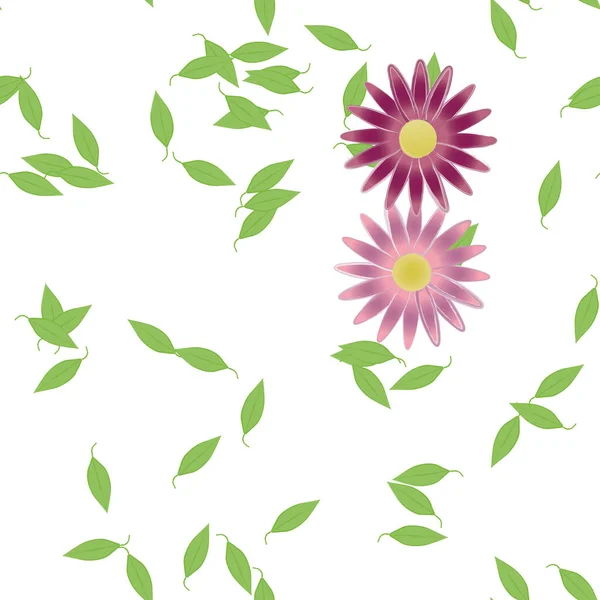 Flowers Leaves Seamless Background Vector Illustration — Stock Vector