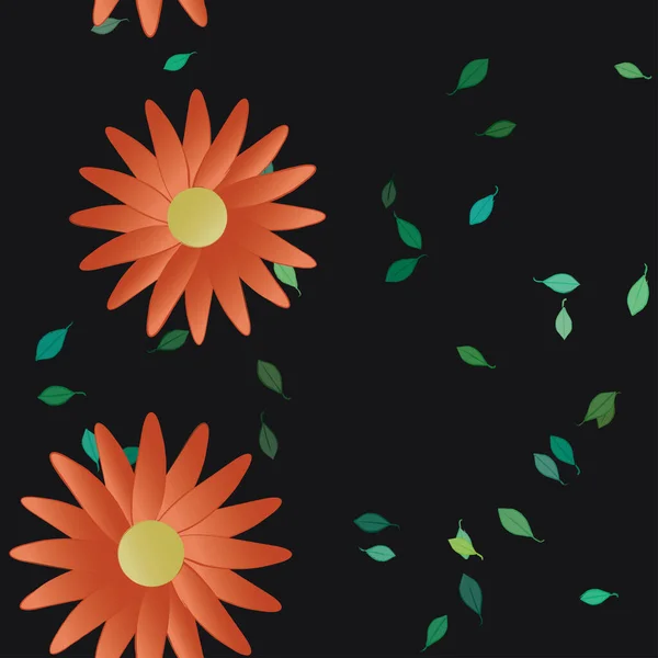 Abstrakte Blumen Und Blätter Nahtloser Hintergrund Vektorillustration — Stockvektor