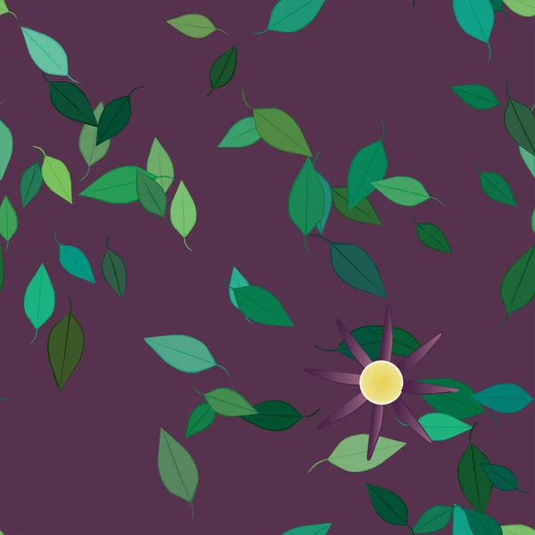 Flores Con Hojas Fondo Sin Costuras Ilustración Vectorial — Vector de stock