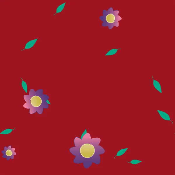 Flores Con Hojas Fondo Sin Costuras Ilustración Vectorial — Archivo Imágenes Vectoriales