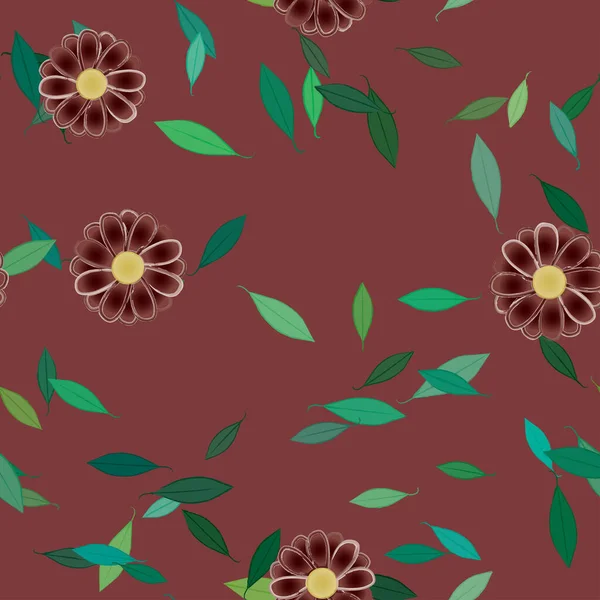 Flores Abstractas Hojas Fondo Sin Costura Ilustración Vectorial — Vector de stock