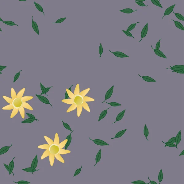 Fleurs Avec Feuilles Fond Sans Couture Illustration Vectorielle — Image vectorielle