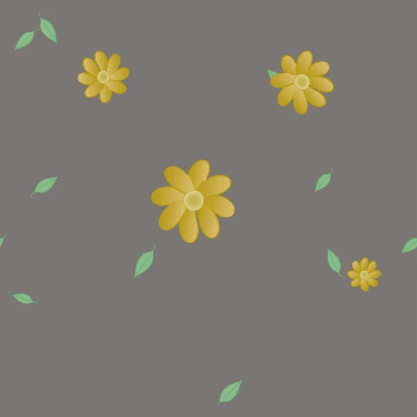 Fleurs Avec Feuilles Fond Sans Couture Illustration Vectorielle — Image vectorielle