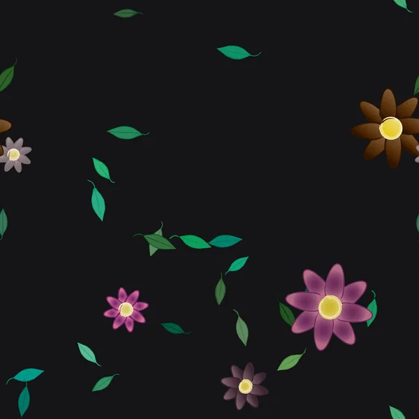 Flores Abstractas Hojas Fondo Sin Costura Ilustración Vectorial — Vector de stock