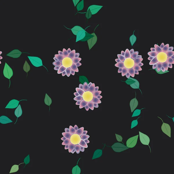 Flores Abstractas Hojas Fondo Sin Costura Ilustración Vectorial — Vector de stock