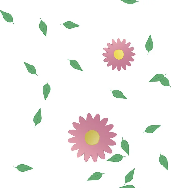 Blumen Mit Blättern Nahtloser Hintergrund Vektorillustration — Stockvektor