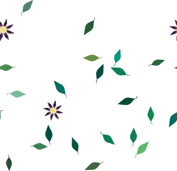 Fleurs Avec Feuilles Fond Sans Couture Illustration Vectorielle — Image vectorielle