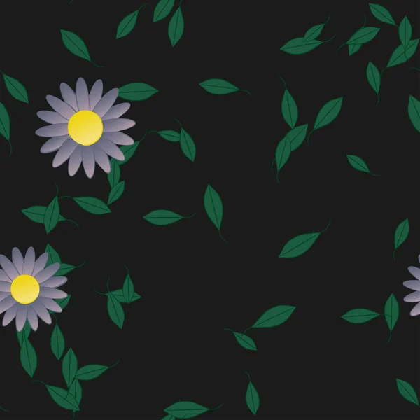 Blumen Mit Blättern Nahtloser Hintergrund Vektorillustration — Stockvektor