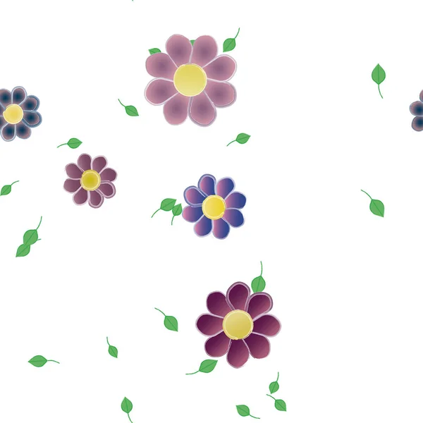 Blumen Mit Blättern Nahtloser Hintergrund Vektorillustration — Stockvektor