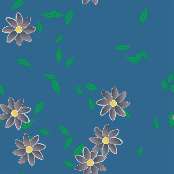 Flores Abstractas Hojas Fondo Sin Costura Ilustración Vectorial — Vector de stock