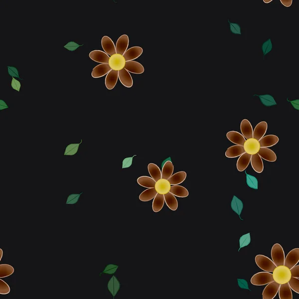 Flores Abstractas Hojas Fondo Sin Costura Ilustración Vectorial — Archivo Imágenes Vectoriales