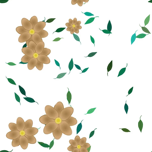 Flores Abstractas Hojas Fondo Sin Costura Ilustración Vectorial — Vector de stock