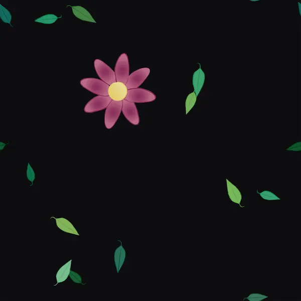 Flores Con Hojas Fondo Sin Costuras Ilustración Vectorial — Archivo Imágenes Vectoriales