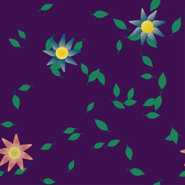 Flores Con Hojas Fondo Sin Costuras Ilustración Vectorial — Vector de stock