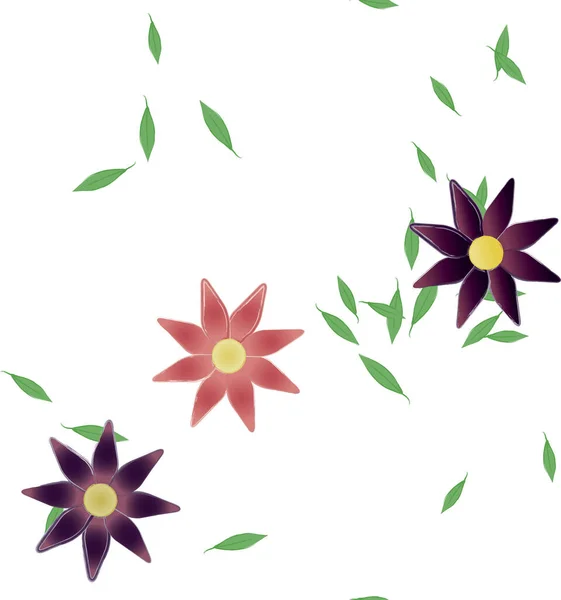 Fleurs Abstraites Feuilles Fond Sans Couture Illustration Vectorielle — Image vectorielle