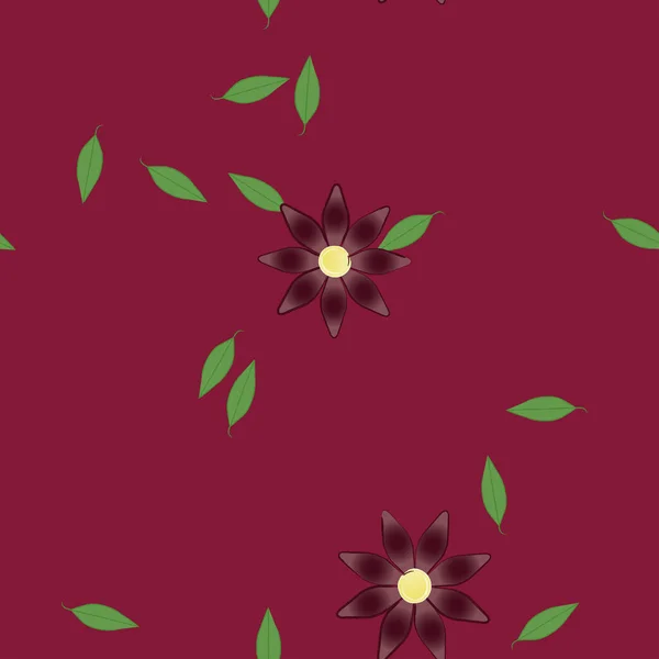 Flores Con Hojas Fondo Sin Costuras Ilustración Vectorial — Vector de stock