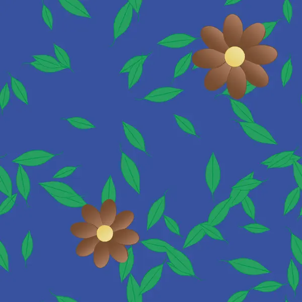 Blumen Mit Blättern Nahtloser Hintergrund Vektorillustration — Stockvektor