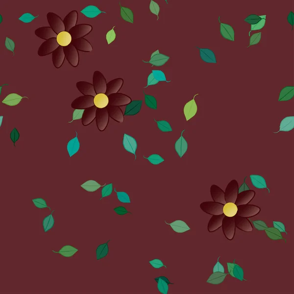 Flores Con Hojas Fondo Sin Costuras Ilustración Vectorial — Vector de stock