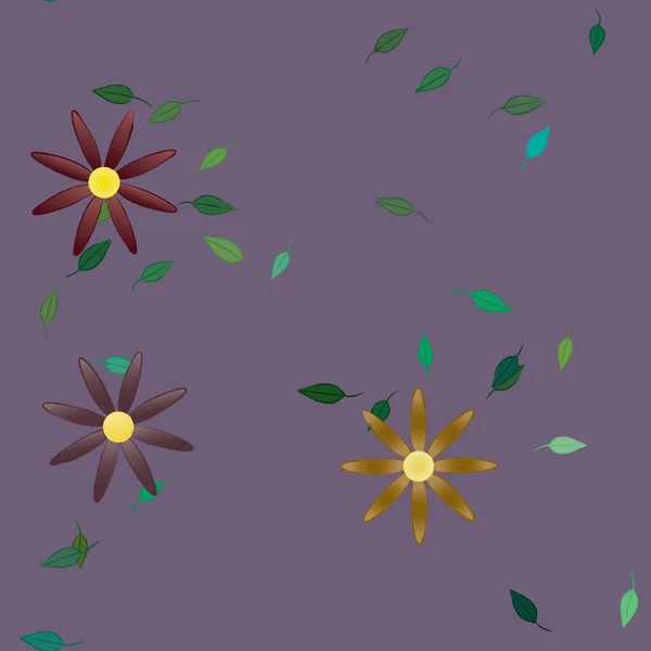 Flores Con Hojas Fondo Sin Costuras Ilustración Vectorial — Vector de stock