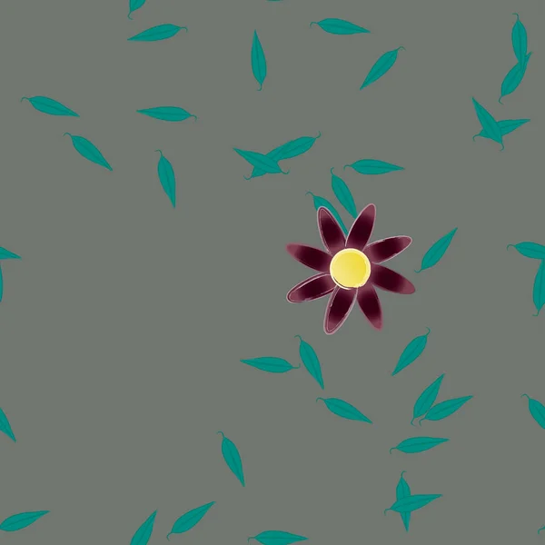 Flores Con Hojas Fondo Sin Costuras Ilustración Vectorial — Vector de stock