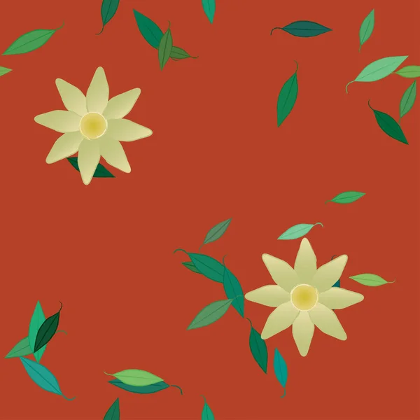 Flores Con Hojas Fondo Sin Costuras Ilustración Vectorial — Vector de stock