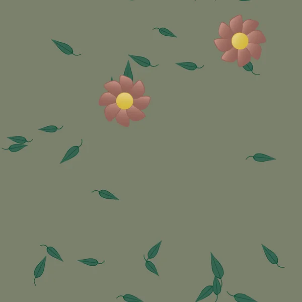 Abstrakta Blommor Och Blad Sömlös Bakgrund Vektor Illustration — Stock vektor