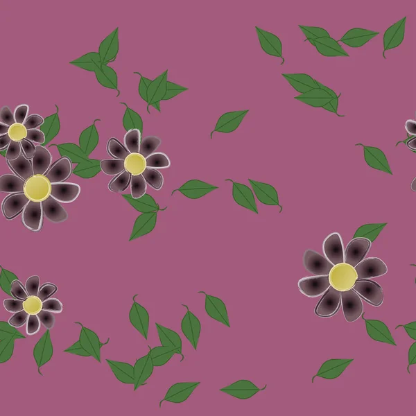 Flores Com Folhas Sem Costura Fundo Ilustração Vetorial — Vetor de Stock