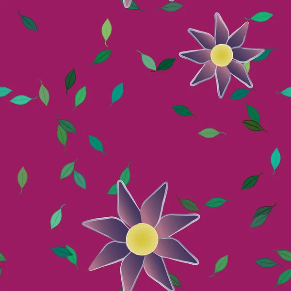 Fleurs Avec Feuilles Fond Sans Couture Illustration Vectorielle — Image vectorielle