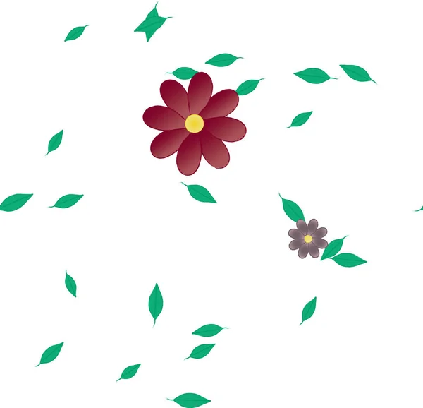 Blumen Mit Blättern Nahtloser Hintergrund Vektorillustration — Stockvektor